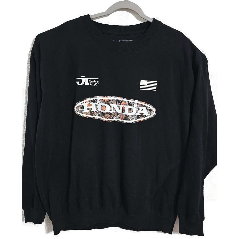 JT Racing USA Sweatshirt Mens 2XL Black Honda Camo Graphic Team Full Throttle